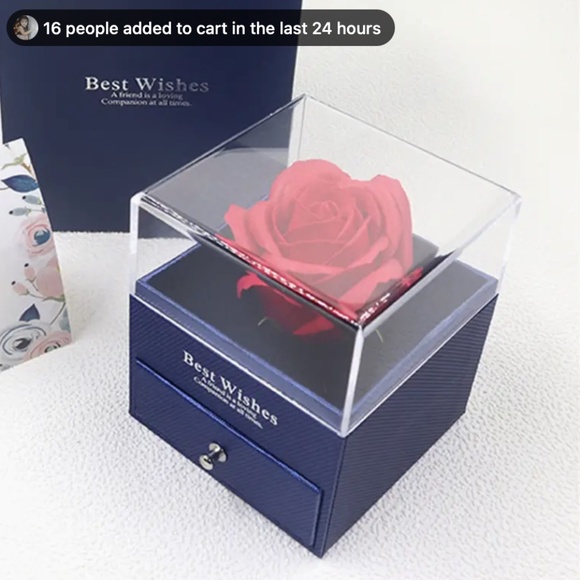 Exquisite Rose Flower Necklace Ring Jewelry Box Romantic Valentine's Day Christm - Picture 2 of 7